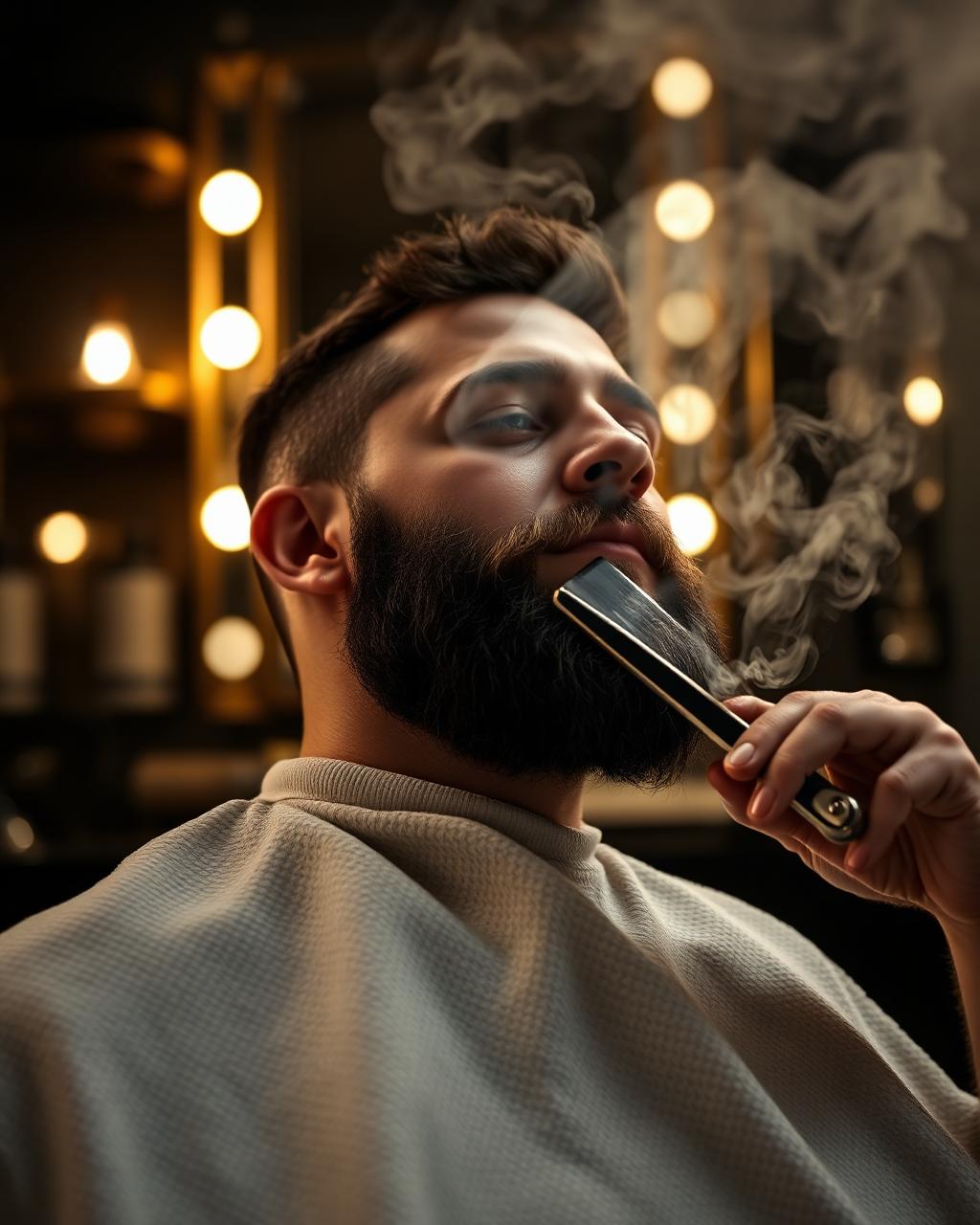 Beard grooming and hot towel shave